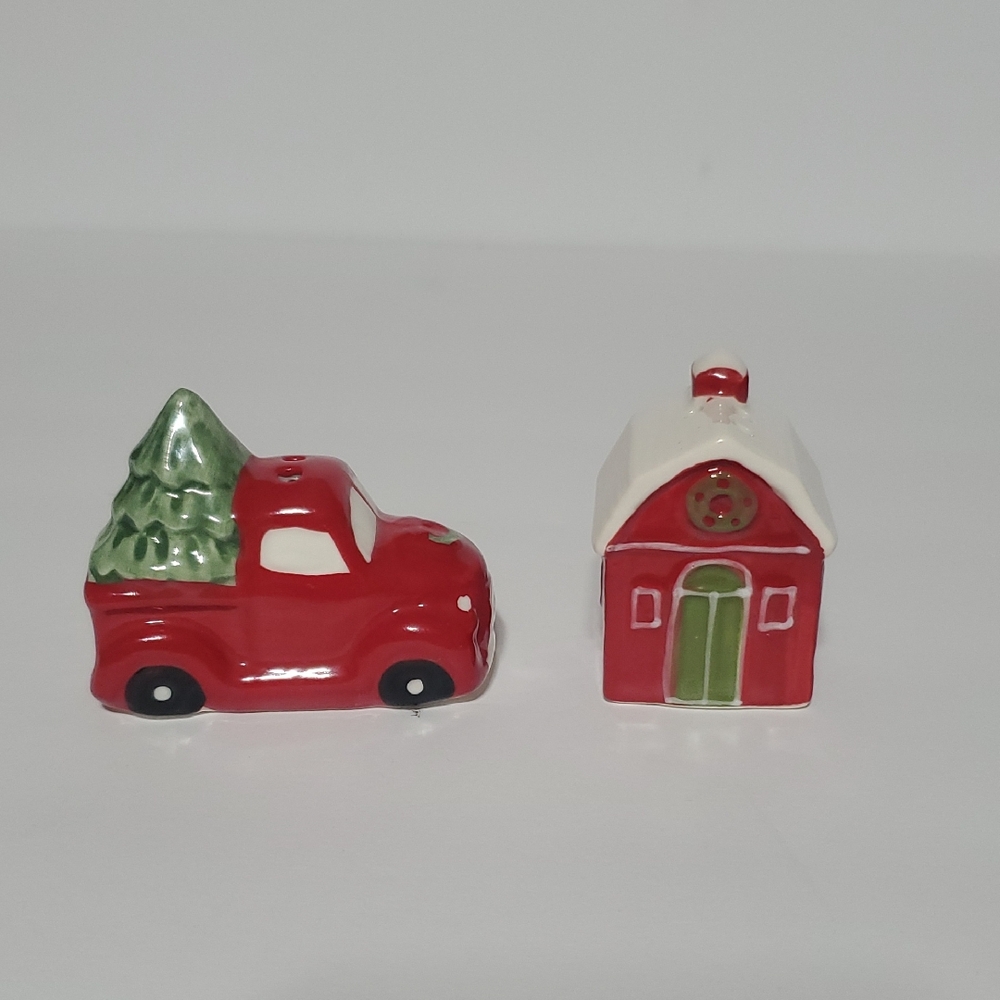 Red Truck and House Salt and Pepper Shakers